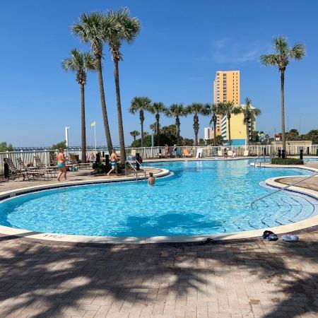 Pool by the bay with people in it